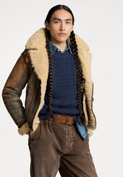 Polo Ralph Lauren THE ICONIC FISHERMAN'S JUMPER - Pulover - navy combo