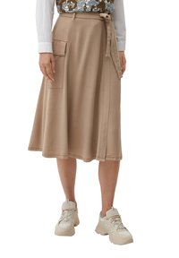 s.Oliver MIT HIGH-RISE-BUND - Jupe en jean - sandfarben