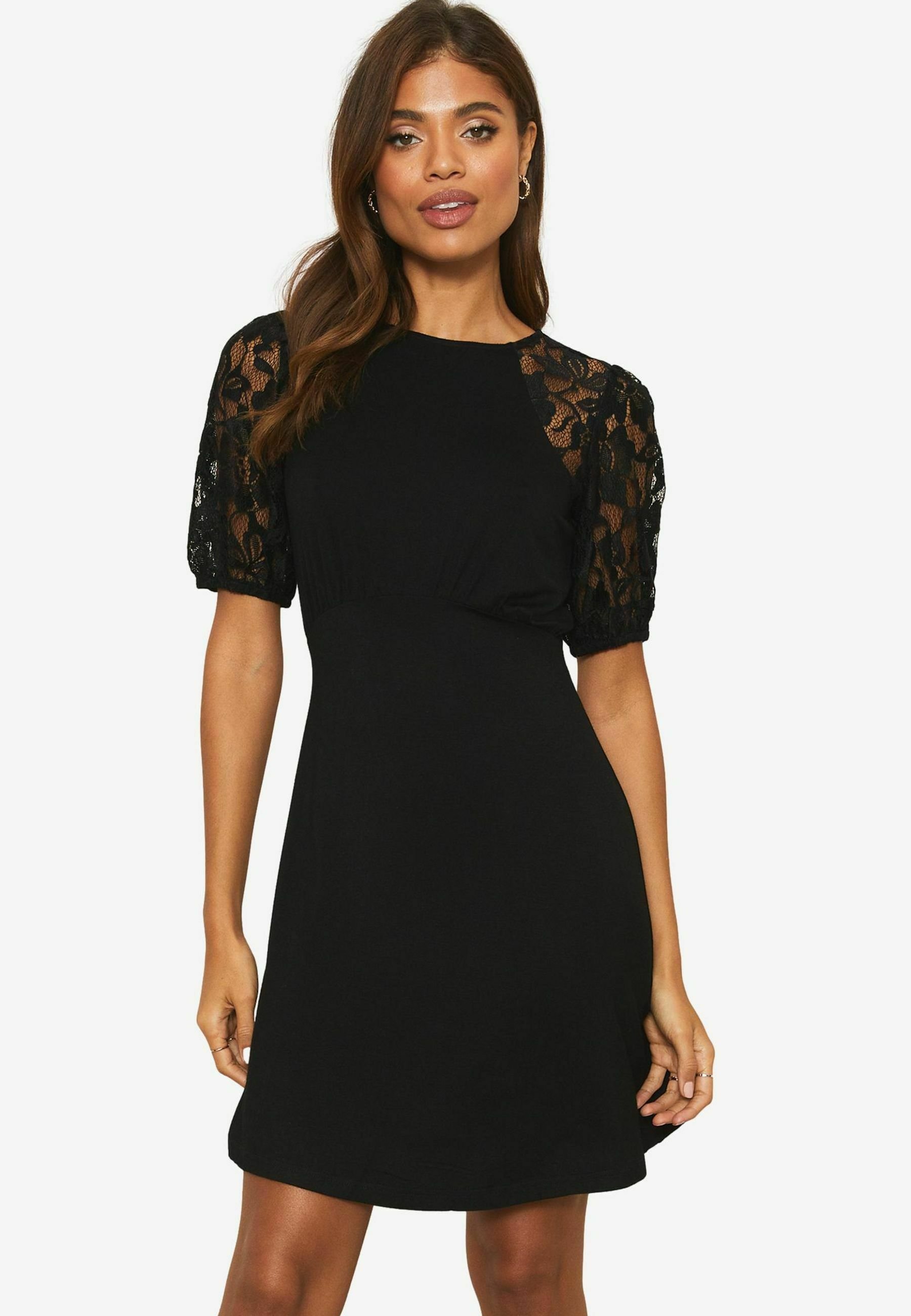 Lipsy PUFF SLEEVE - Shift dress - black lace/black - Zalando