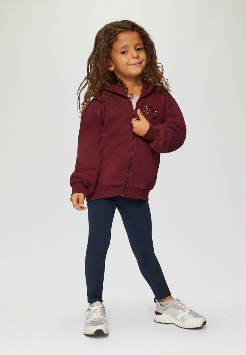 s.Oliver MIT ARTWORK AM RÜCKEN - Felpa con zip - bordeaux