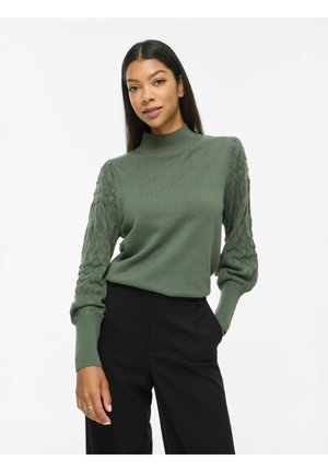 VILA, KNITTED PULLOVER VIAILA POINTELLE - Pullover - laurel wreath