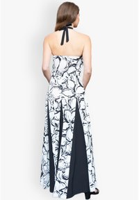 HotSquash HALTER NECK WITH CONTRAST PANELS - Maxikjoler - black white monochrome floral canvas