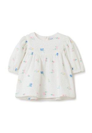 BRODERIE ANGLAISE WITH EMBROIDERED FLOWERS - Vestido informal - white