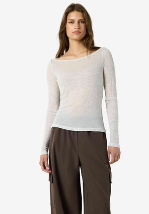 Noisy May, BLOUSE NMNUSA BOATNECK - Pitkähihainen paita - white melange