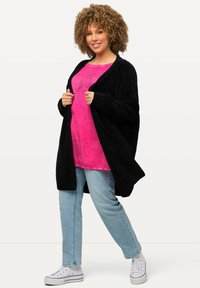 Ulla Popken CHENILLE OPEN VORM - Kofta - black