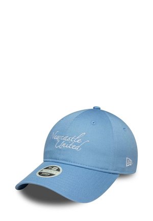 Light blue baseball cap with "Newcastle United" embroidered in white script on front and a New Era logo on the side.
