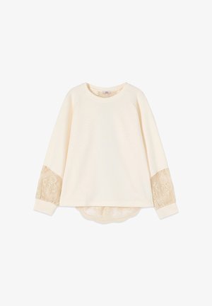 Oltre, FELPA CON INSERTI SEE-THROUGH - Sweatshirt - bianco