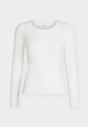 Marc O'Polo DENIM, T-SHIRT, LSL, ROUND NECK, RUFFLES AT HEM - Longsleeve - weiss