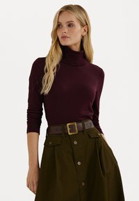 Lauren Ralph Lauren SILK BLEND ROLL NECK - Džemper - pinot noir