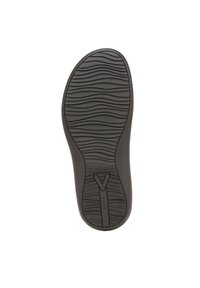 Rubber shoe sole with a wave pattern, featuring a "V" logo in the center. Color: black. Smooth texture with clear tread lines for traction.
