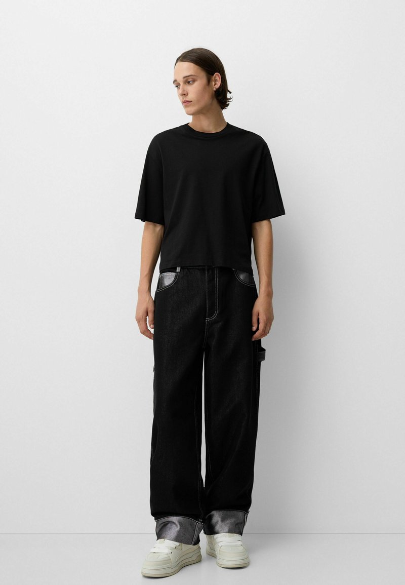 Bershka Relaxed fit jeans donkergrijs gemêleerd Bershka Relaxed fit jeans donkergrijs gemêleerd