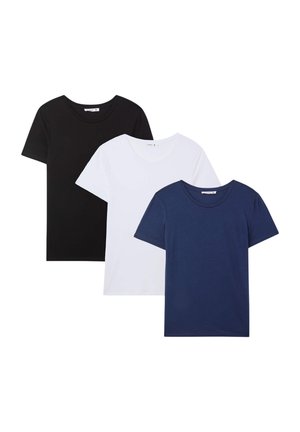 PACK OF 3 PLAIN PLAIN - T-shirt basic - 1x White, 1x Black, 1x Blue