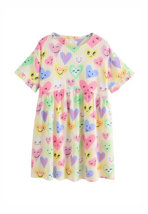 Next REGULAR FIT - SHORT SLEEVE  - Džersejové šaty - light yellow heart print