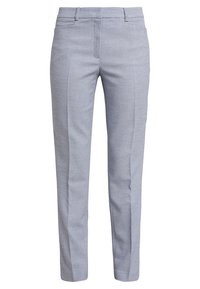 Ušité kalhoty v bílém a námořnickém kostkovaném vzoru, vyrobené z tkané látky, s úzkým střihem a plochým předním dílem a diskrétními kapsami.