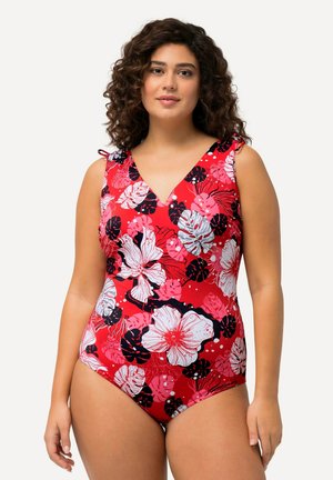 Ulla Popken HAWAIIAN FLOWER PRINT - Costume da bagno - neon red