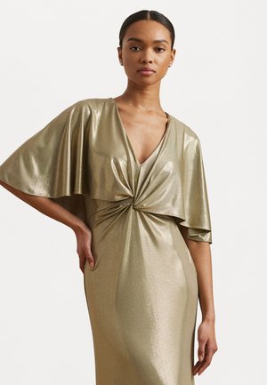 PHINYA METALLIC JERSEY TWIST FRONT CAPE GOWN - Occasion wear - medium pewter/gold foil