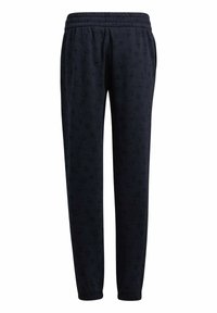 Navyblaue Jogginghosen aus weichem Stoff, mit einem elastischen Taillenbund und dezenten Mustern auf dem Material.