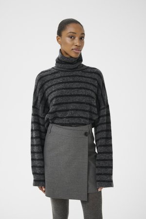 PAULA - Mini skirt - dark grey melange