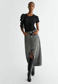 LIU JO WITH RUCHING - T-shirt con stampa - black
