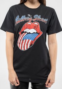 Paradiso Clothing THE ROLLING STONES DIAMANTE USA TONGUE - Print T-shirt - black