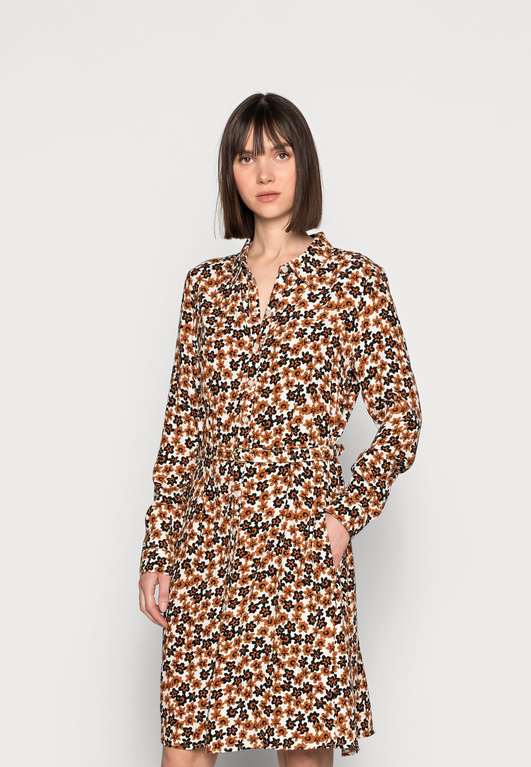 Fabienne Chapot HAYLEY DRESS - Blousejurk - cream white/cognac/bruin -  Zalando.nl