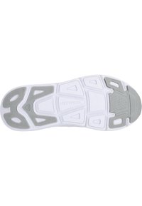 White athletic shoe sole with gray accents, featuring a textured pattern and strategic grooves for traction. "NETWORK" is embossed in the center.