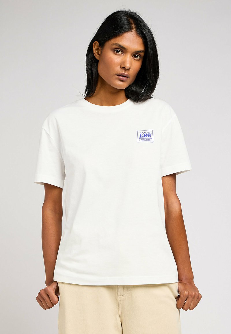 Lee RELAXED CREW  - T-shirt con stampa - ecru
