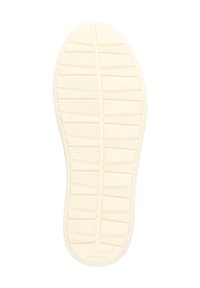 Semelle de chaussure en caoutchouc blanc avec un motif texturé, présentant des rainures horizontales et verticales pour l'adhérence, marquée du taille 37.