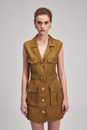 WITH POCKET - Vestido camisero - olive