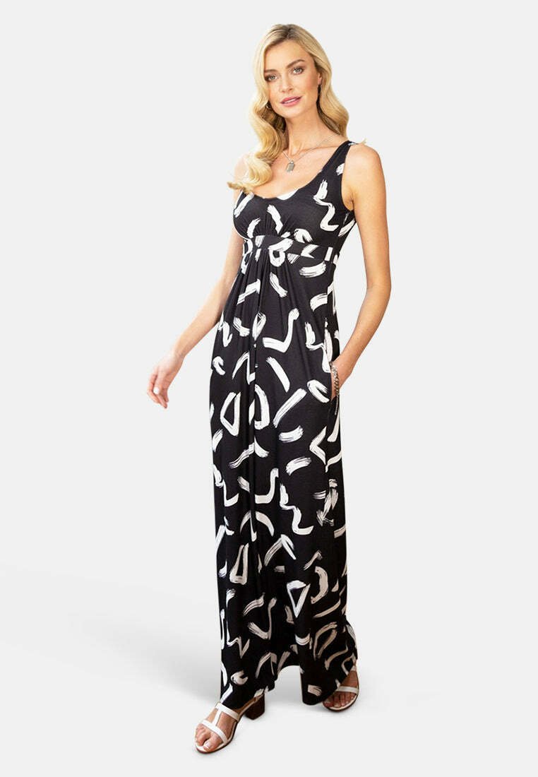 HotSquash EMPIRE WAIST - Jersey dress - black white brush strokes/black - Zalando.ie HotSquash EMPIRE WAIST - Jersey dress - black white brush strokes/black - Zalando.ie