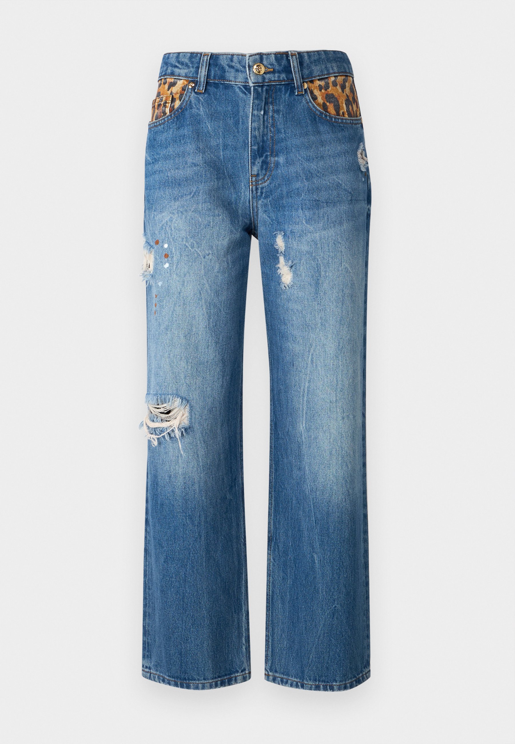 [ ] Wide Fit CK Indigo Light Blue Jeans ★人気★ ONLY GIRLS KOGJUICY WIDE LEG HEART - Flared Jeans - light