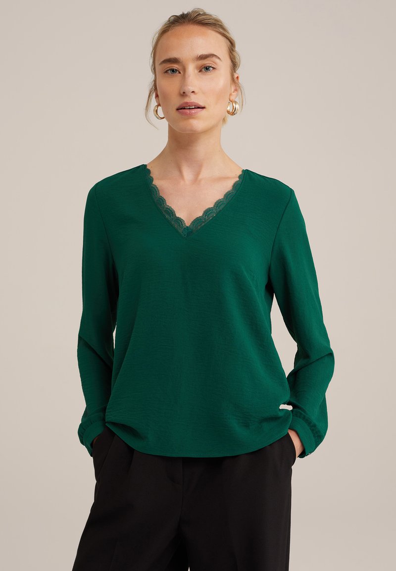 WE Fashion Tops ar garām piedurknēm - green