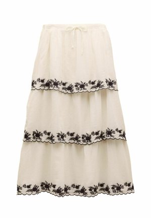 REGULAR FIT - TIERED - Maxisukňa - cream