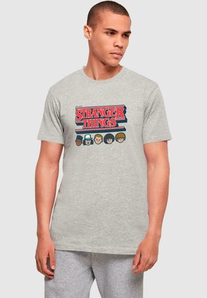 STRANGER THINGS-CARICATURE LOGO - T-Shirt print - heather grey