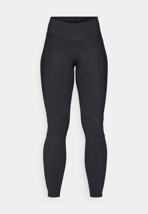 Sorte leggings med høy midje, med en konturdesign, fukttransporterende stoff og flate sømmer for komfort.