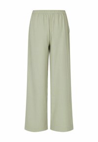 Lichtgroene wijde broek met elastische tailleband, gemaakt van een zachte, gladde stof met zijzakken en een rechte zoom.