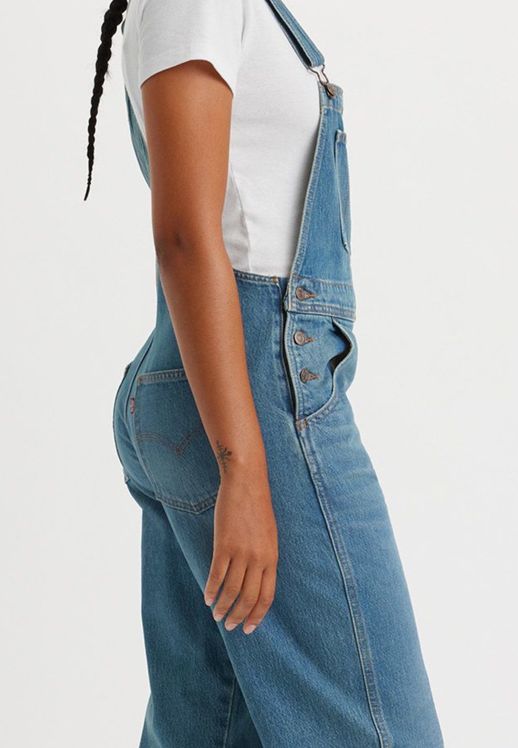 Salopette En Jean Levi's Boyfriend Shortall – Fille Taille 7 – Bleu Clair Délavé