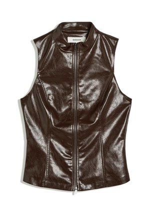 Bershka, PERKINS COLLAR TOP - Veste sans manches - dark brown