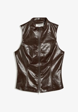 Bershka, PERKINS COLLAR TOP - Veste sans manches - dark brown