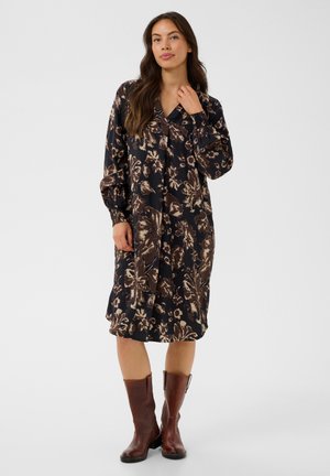 Bon'A Parte, BPMARGRARET - Robe de jour - black big brown flower print