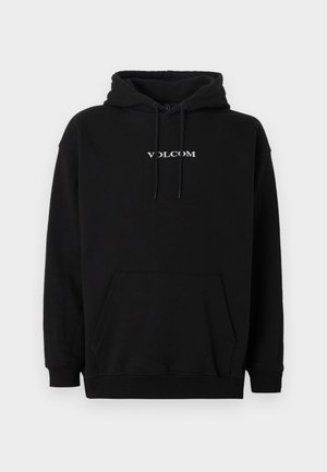 Sweat à capuche noir en mélange de coton, doté d'une poche kangourou à l'avant et du logo "Volcom" blanc brodé sur la poitrine.