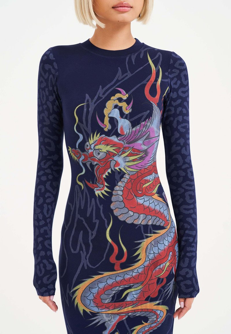 Ed Hardy DRAGON FLAME - Maxi dress - mood indigo/blue - Zalando
