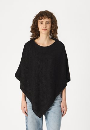VICILLO O-NECK PONCHO - Cape - black