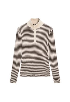 STRIPED  QUARTER-ZIP  - Sweat zippé - beige