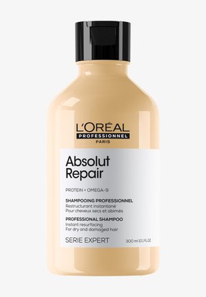 L'Oréal Professionnel Absolut Repair shampoo flaske med Protein + Omega-9 til øjeblikkelig genopretning af tørt og beskadiget hår, 300 ml.