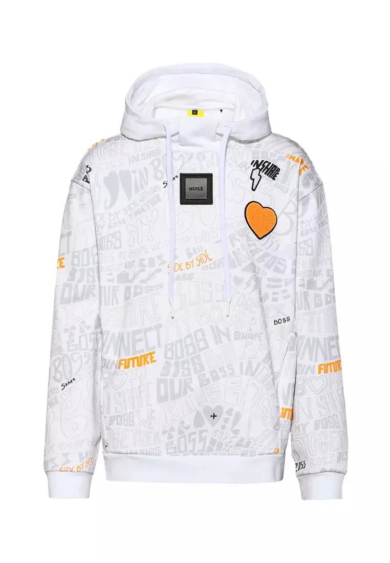 BOSS SOODY LOTUS - Kapuzenpullover - white/weiß - Zalando.de