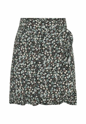 AMERICANDREAMS, MILLY WRAP SKIRT SHORT - Φούστα σε γραμμή Α - black blue flower