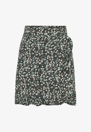 AMERICANDREAMS, MILLY WRAP SKIRT SHORT - Φούστα σε γραμμή Α - black blue flower