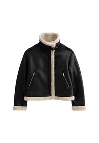 CROPPED AVIATOR - Jacka i konstläder - black