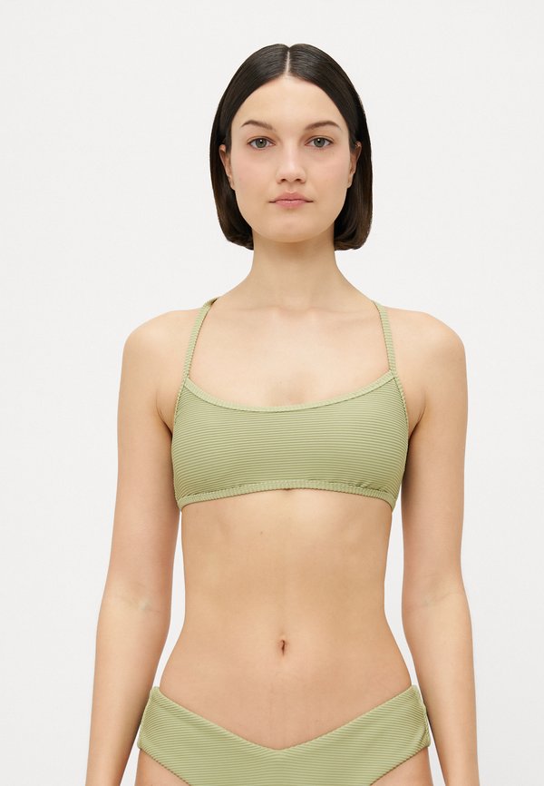 TANLINES LACE UP TRILET - Bikini-Top - avocado